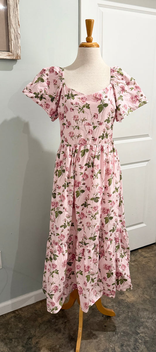 Womens Smocked Floral Maxi Dress Size Large