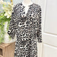 Womens Leopard Knee Length Dress L/XL EUC