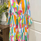 Womens Abstract Vneck Ruffle Dress S-XL NEW