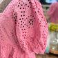 Womens C&V Pink Eyelet Mini Dress Medium EUC