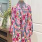 Womens Floral Smocked Dress Large EUC