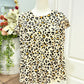 Womens Entro Leopard Peplum Blouse Large *Flaw* GUC