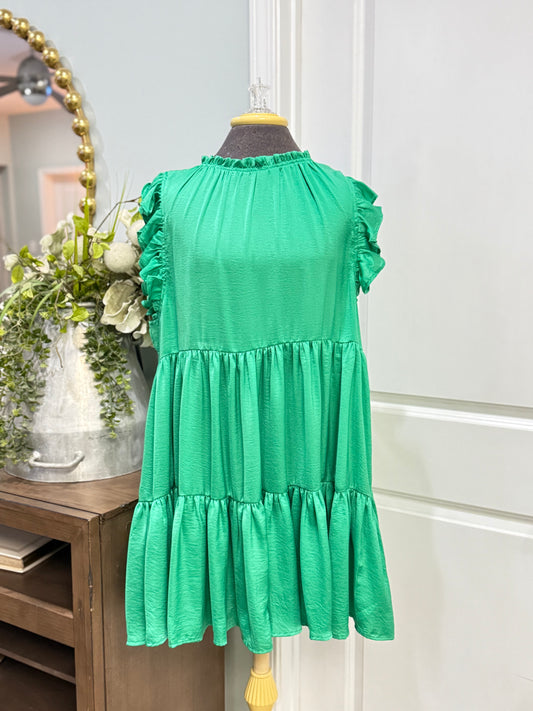 Womens Glam Satin Green Dress Large