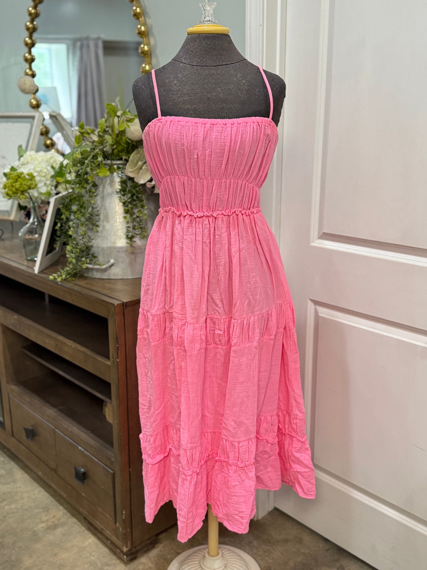 Womens Ocean Drive Pink Maxi Dress Medium EUC