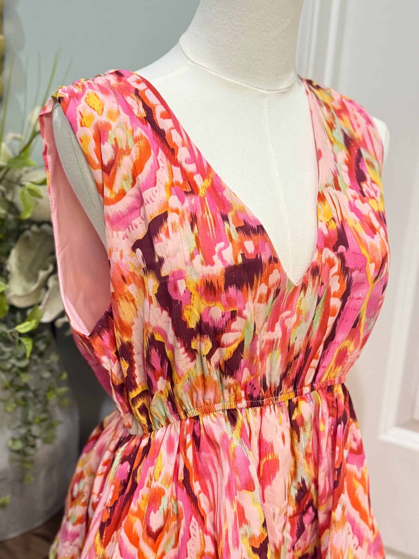 Womens TCEC Floral Ruffle Dress Large NWT