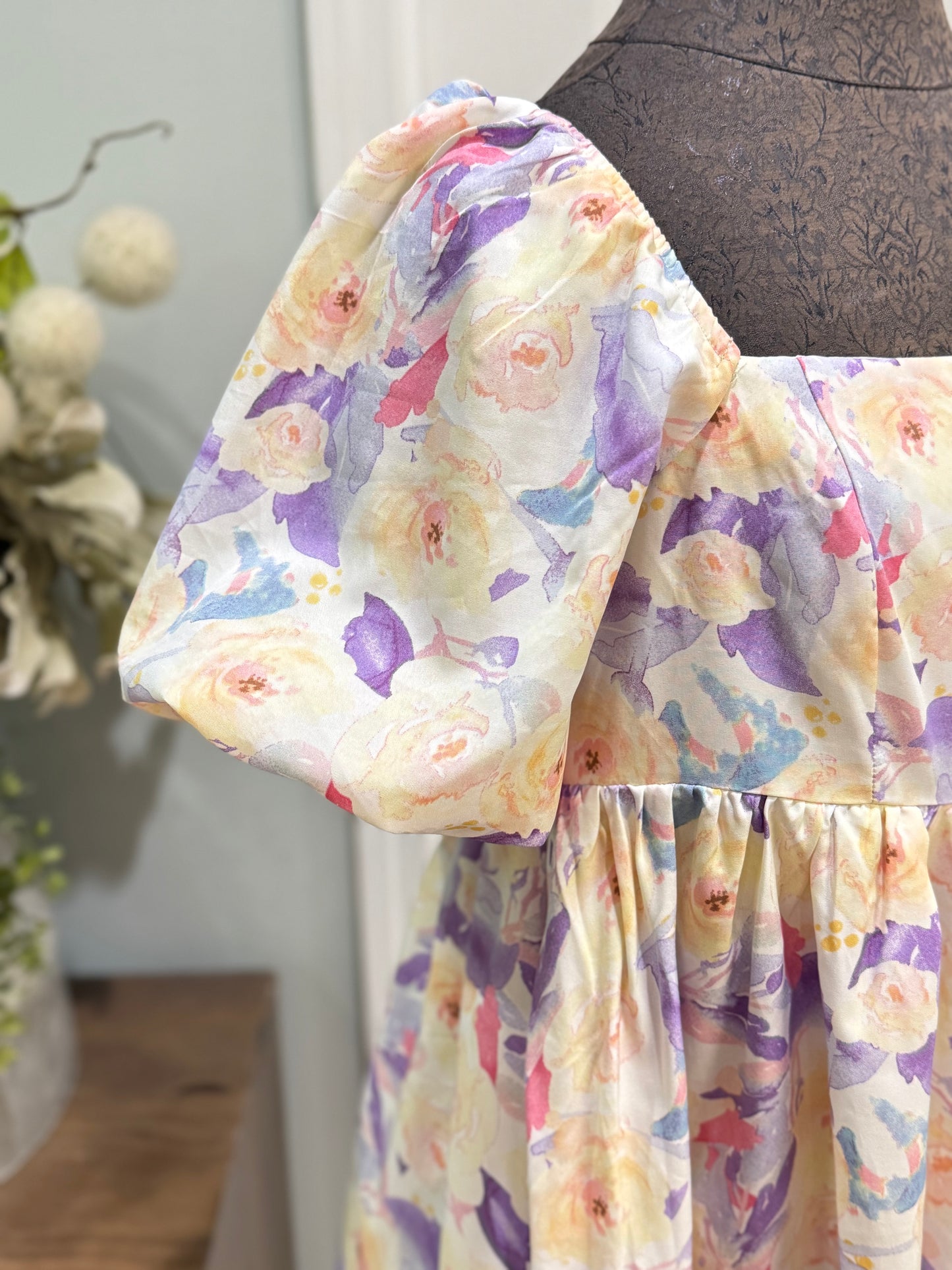 Womens TCEC Floral Bubble Mini Dress Medium