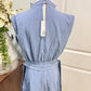 Womens Glam Blue Ruffle Dress Smal NWT