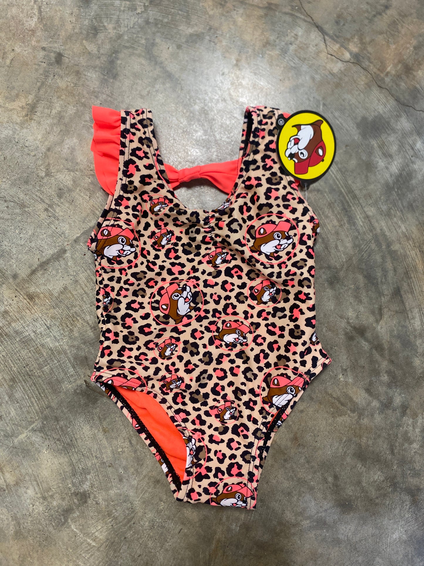 Girls Buc-ees Leopard Swimsuit Size 3/6M NWT