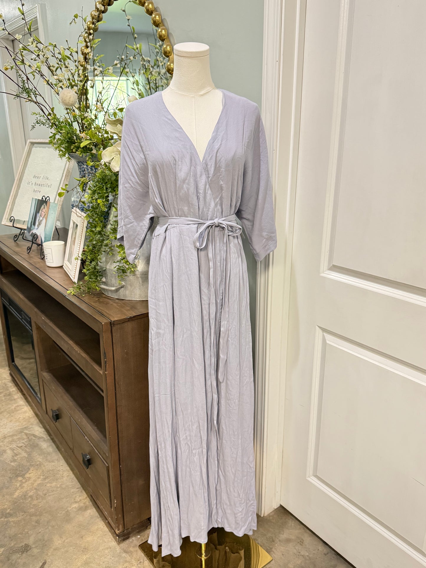 Womens In Bloom Lavender Maxi Wrap Dress Large EUC