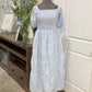 Womens Blue Floral Smocked Dress Large EUC