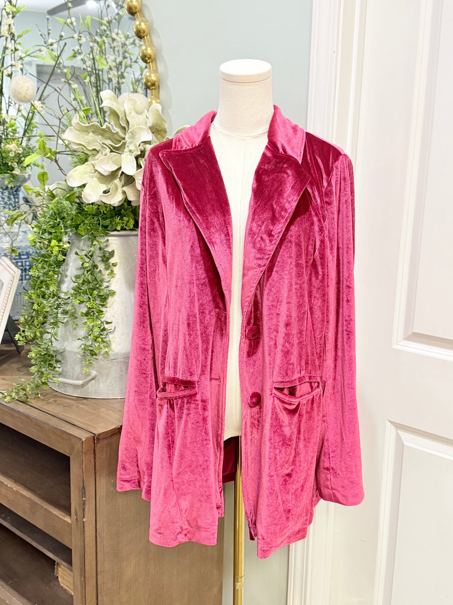 Womens Red Velvet Shacket 1X EUC