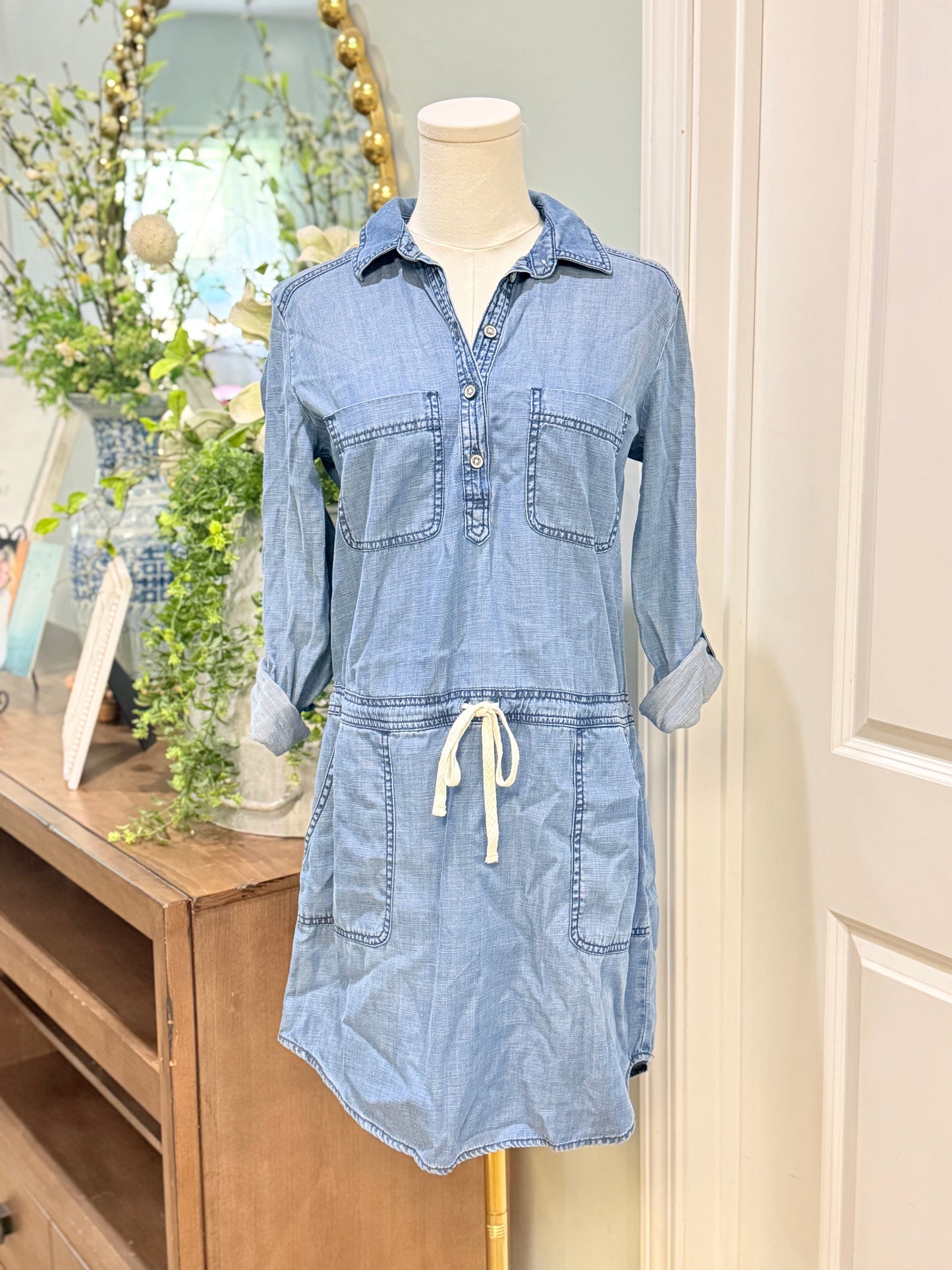 Womens Lou Gray Denim Dress XS EUC