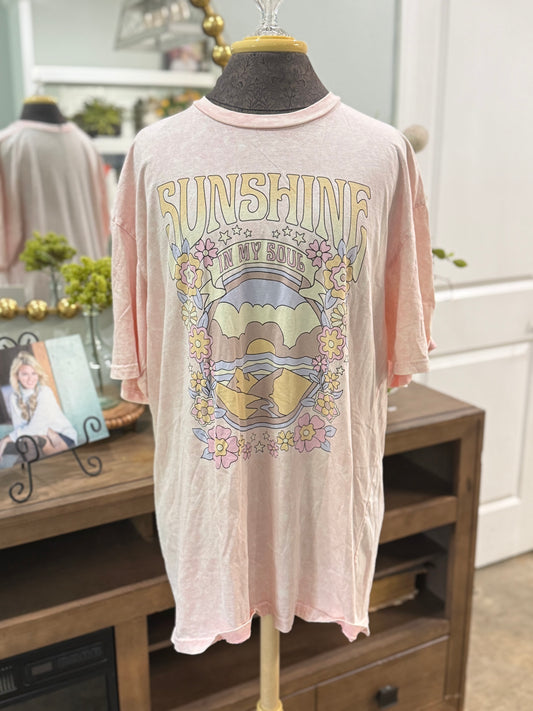 Womens Zenana Pink Acid Wash Tee 2X/3X