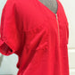 Womens Red Front Zip Carmela Blouse Large