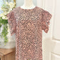 Womens Leopard Smocked Sleeve Blouse Large