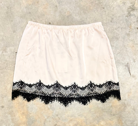 Womens Satin Lace Trim Skirt Large NWT