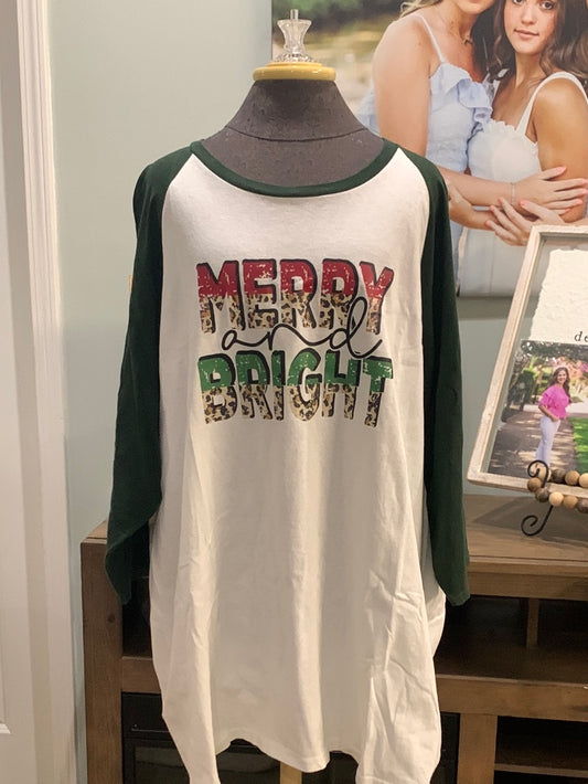 Womens 3/4 Sleeve Christmas Tee Size 3X