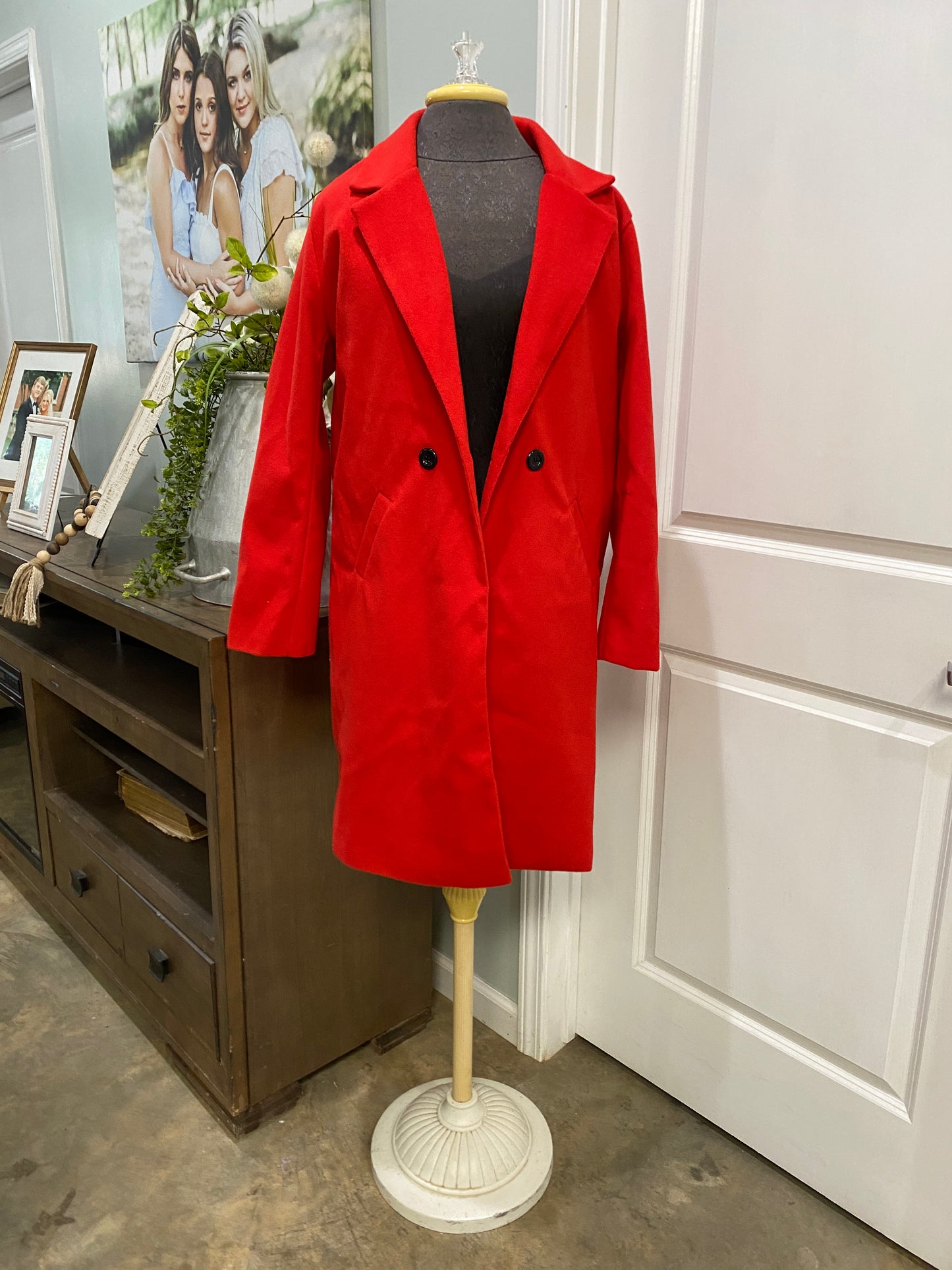 Womens Red A&TT Peacoat *See Desc* Mint Consignment & Boutique