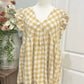 Womens Yellow Checkered Peplum Blouse 1X EUC