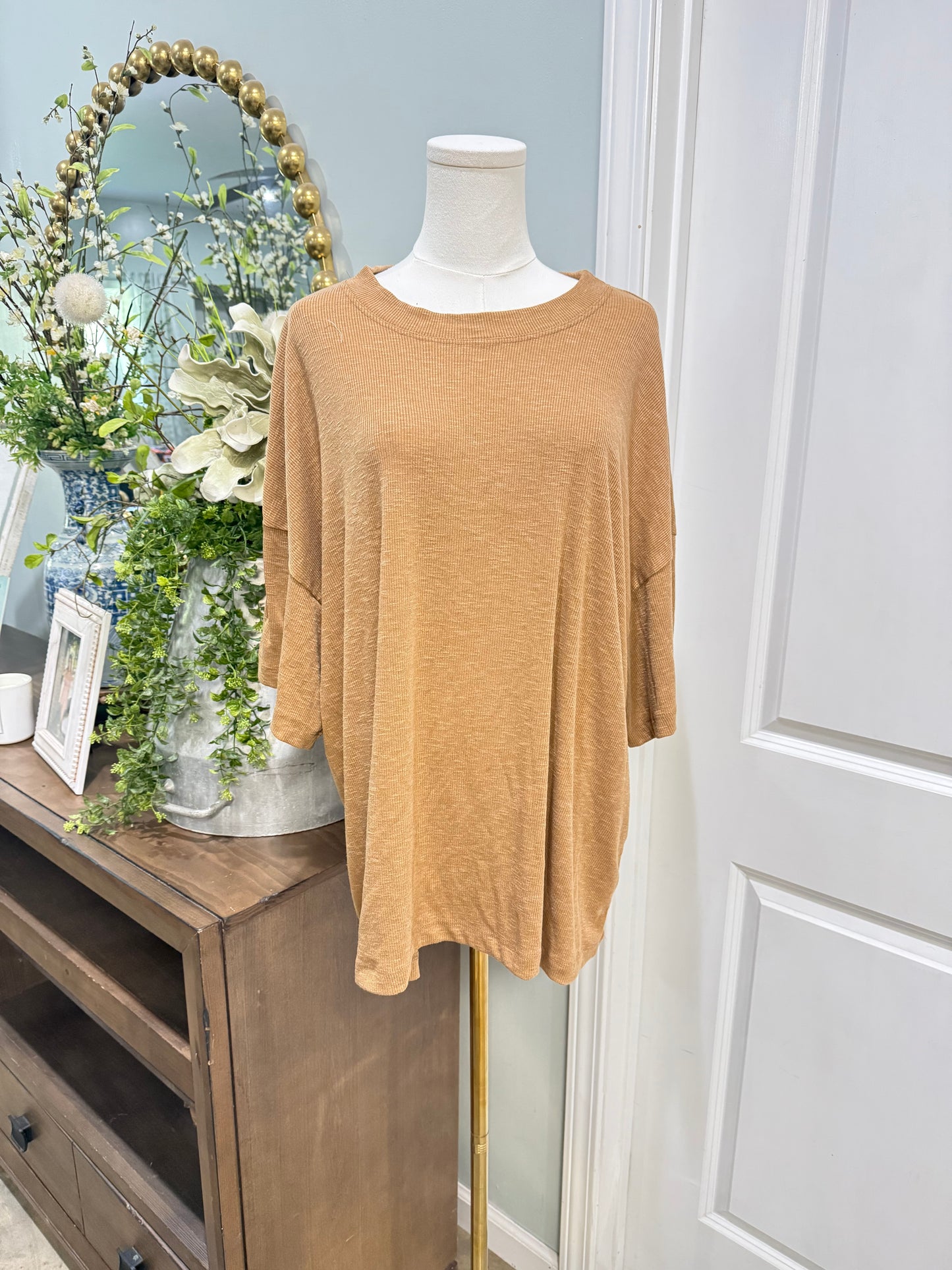 Womens In Bloom Ribbed Blouse Plus One Size
