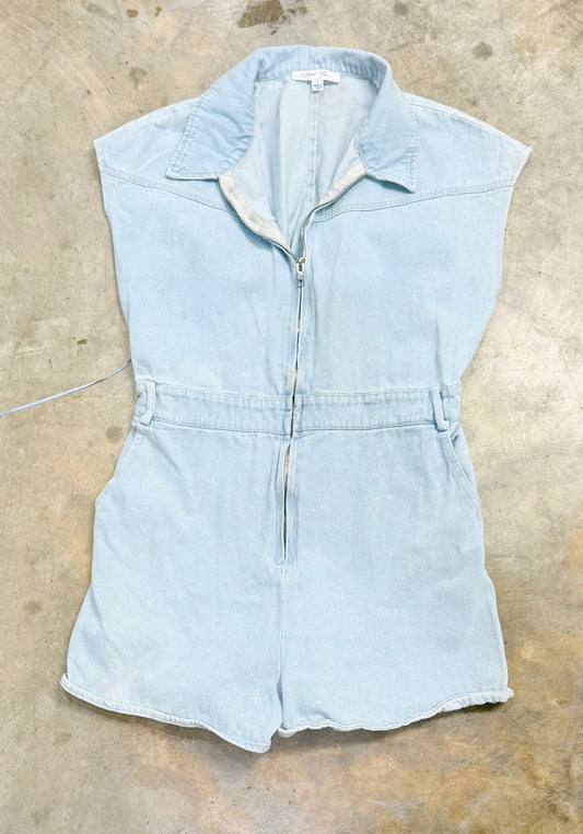Womens Cloud Ten Denim Romper Large EUC