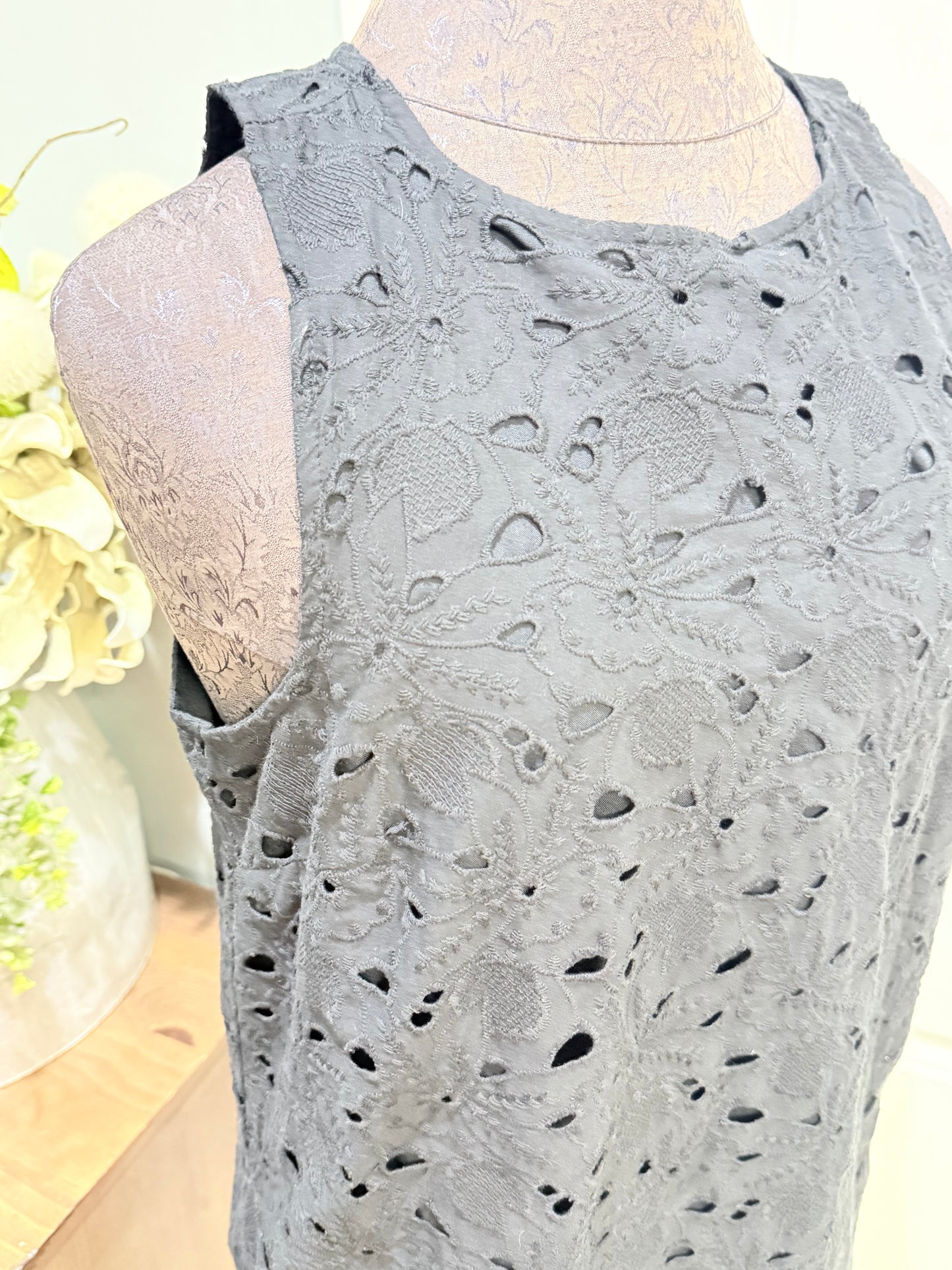 Womens Black Eyelet Dress Small NWT