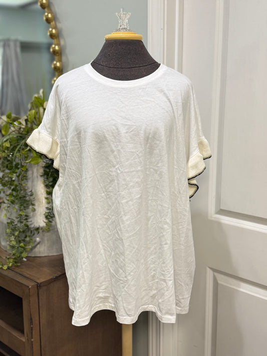 Womens Sew In Love Ruffle Sleeve Blouse 2X