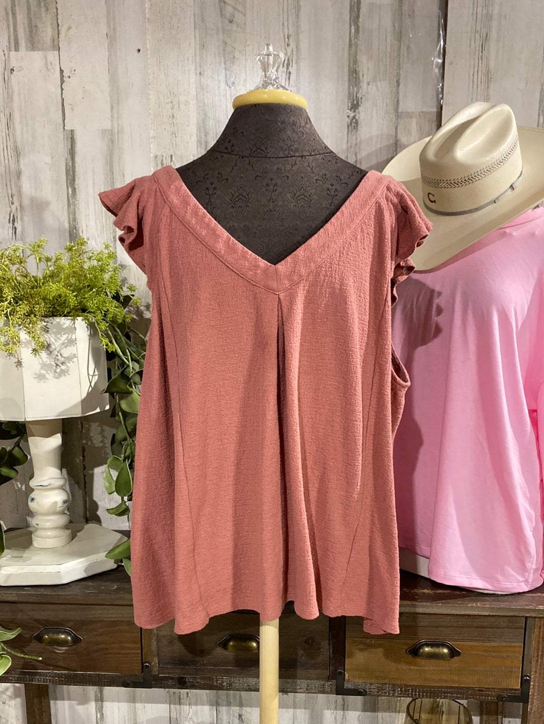 Womens Mauve Pleated Front Top 3x