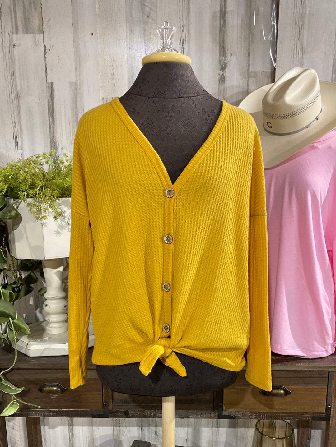 Womens Waffle Knit Top Small