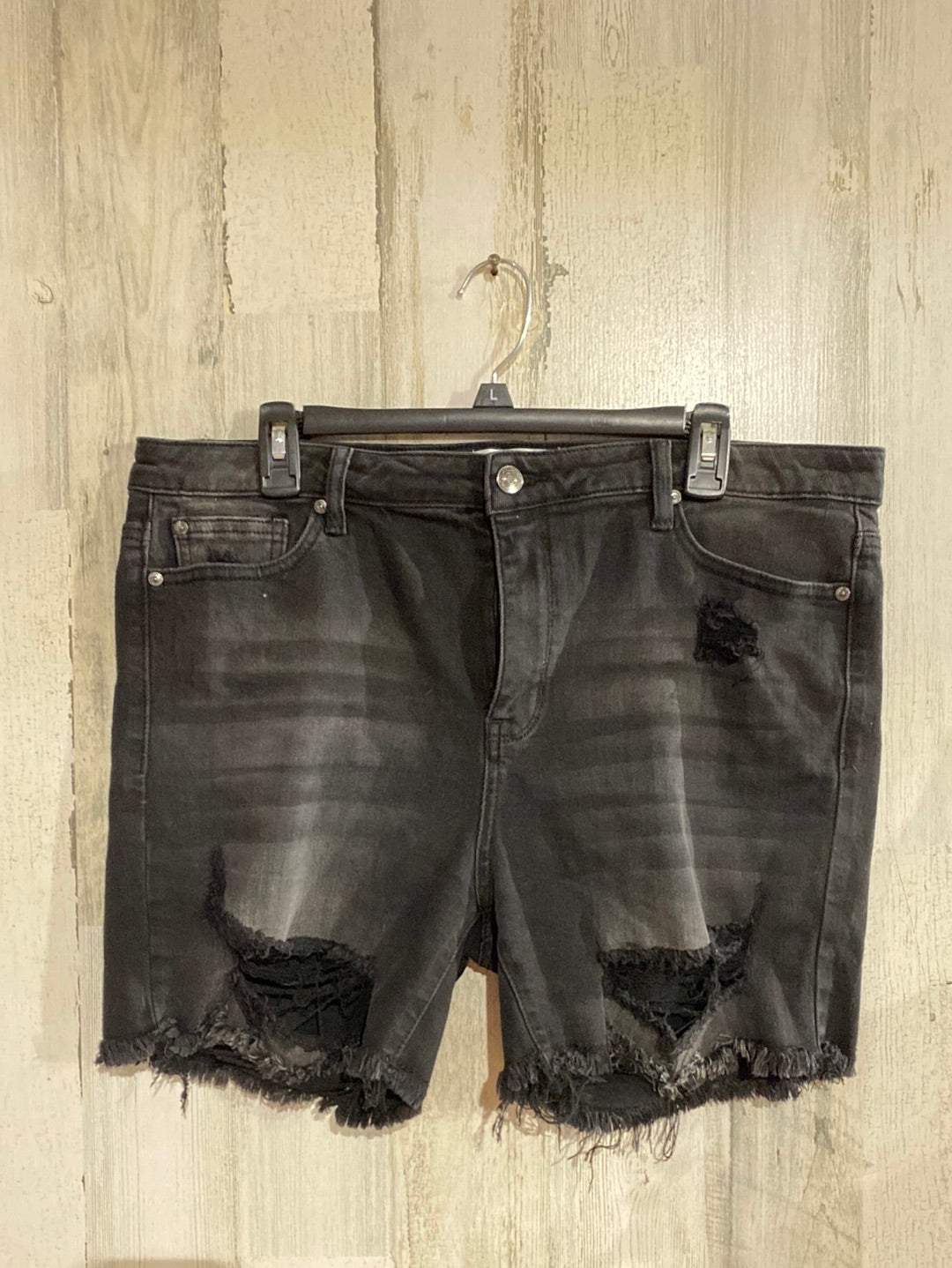 Womens Distressed Denim Black Shorts 1X