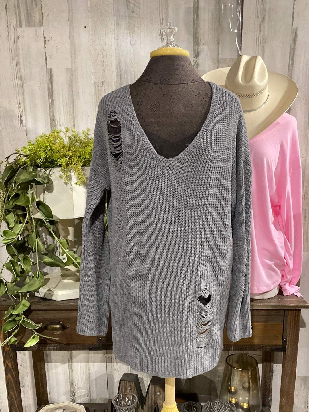 Womens Knit Distressed Sweater Mittoshop Large