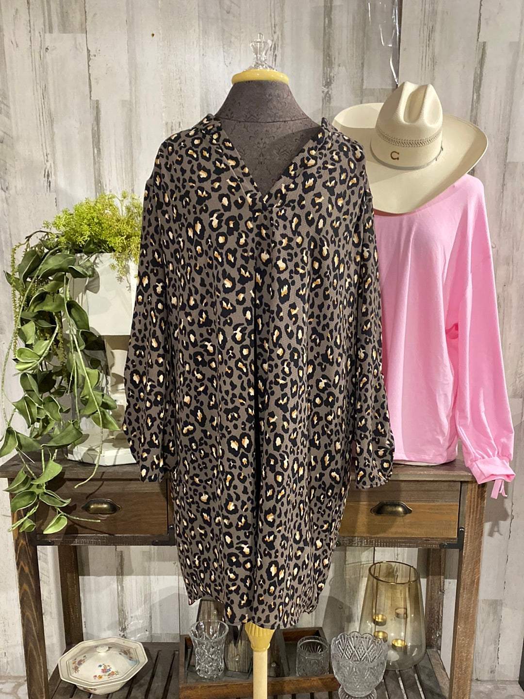 Womens Olive Leopard Entro Dress 2x Test2