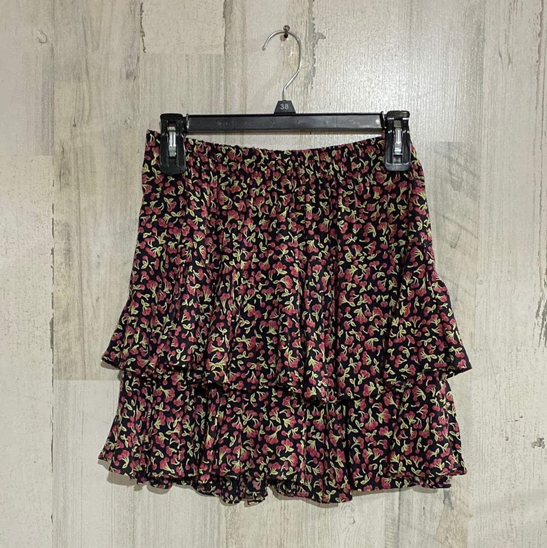 Womens Ruffled Floral Mini Skirt Small