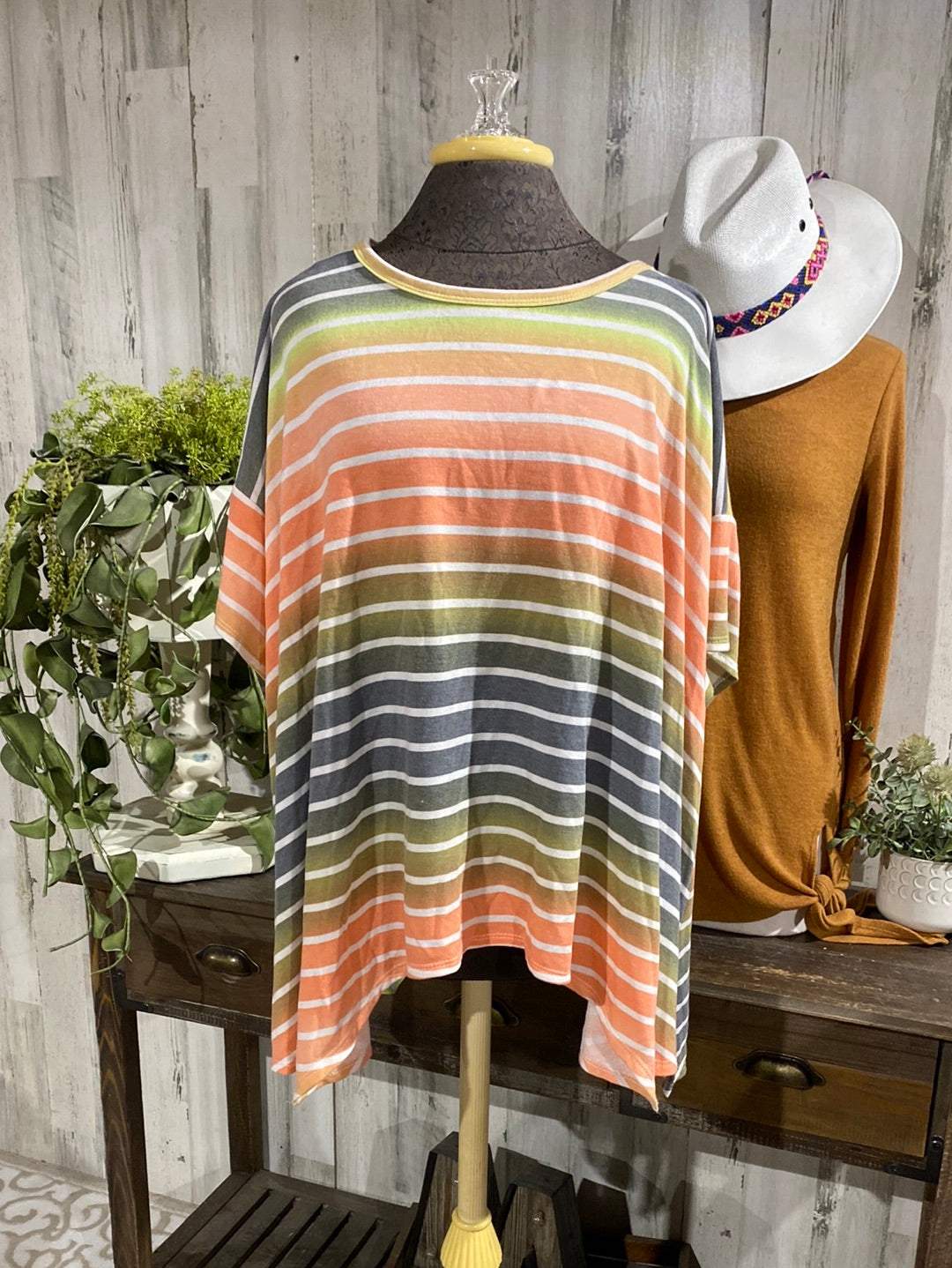 Womens Flowy Striped Fantastic Fawn Top Large