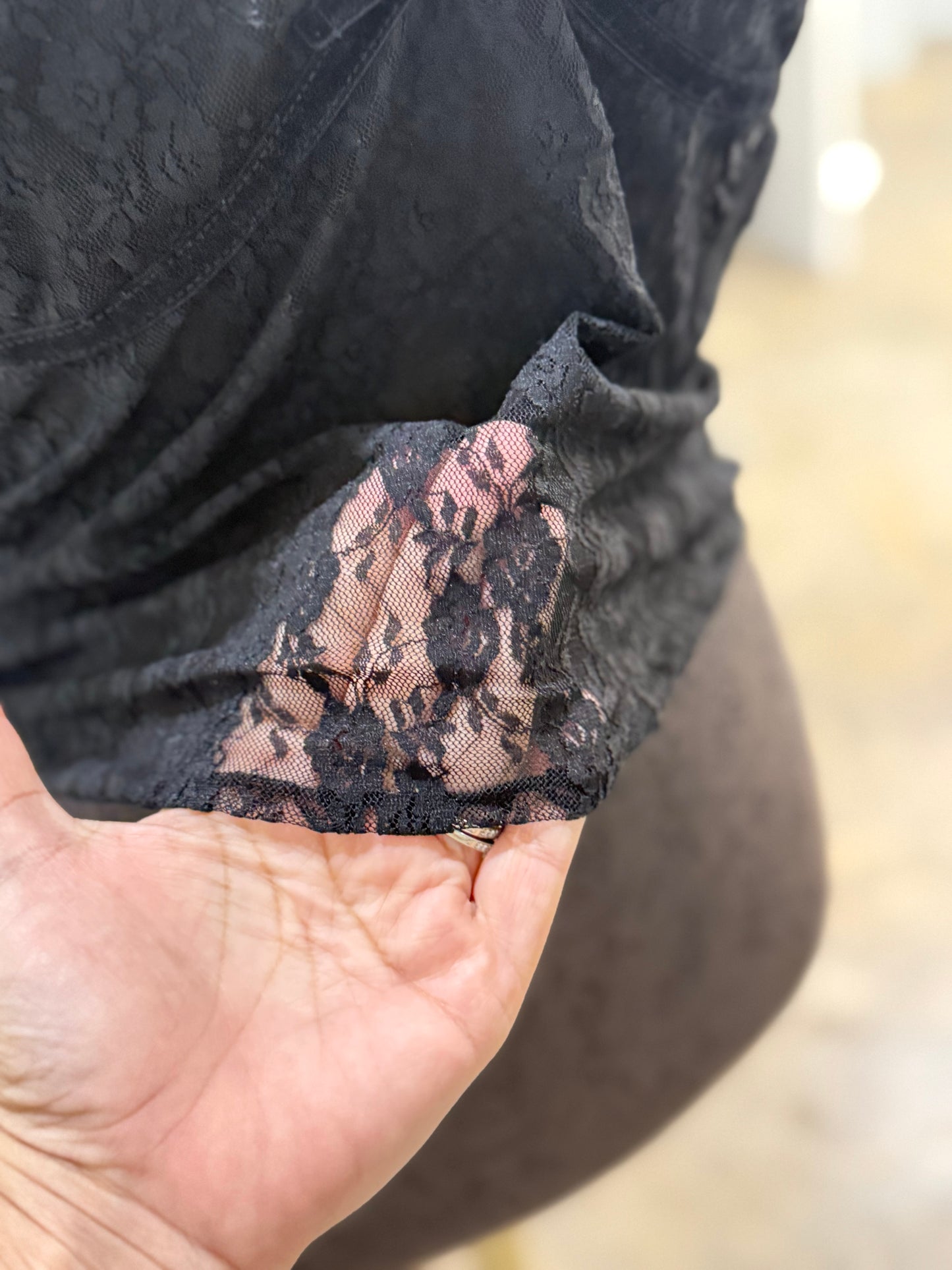 Womens Just Polly Sexy Black Lace Blouse Size XL EUC