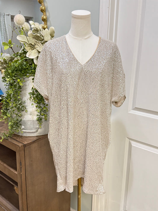 Womens By Together Silver Sequin Dress Small EUC