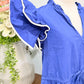 Womens Sugarlips Navy Ruffle Sleeve Dress Large EUC