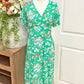 Womens Loft Green Floral Midi Dress 4 Petite EUC