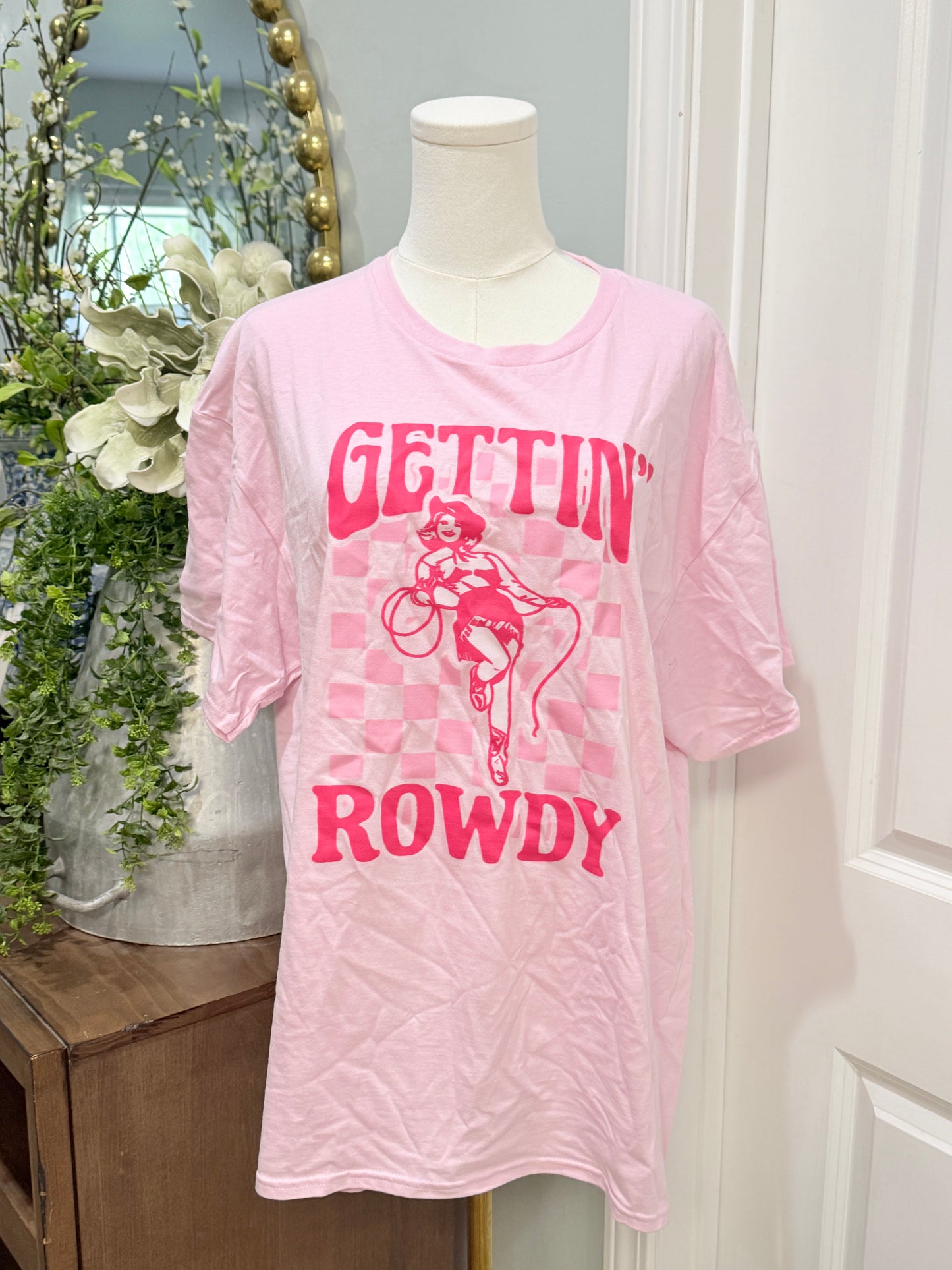 Womens Gettin Rowdy Cowgirl Tshirt XL EUC
