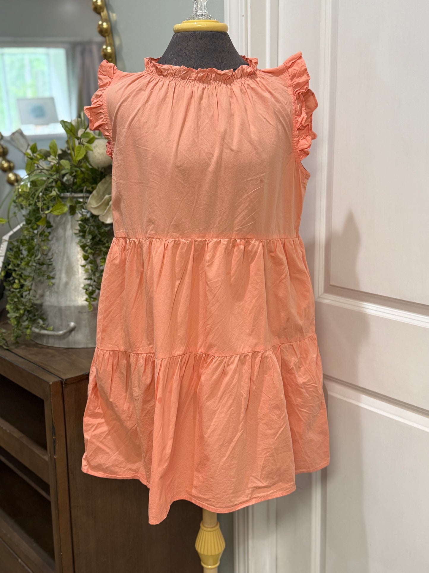 Womens &Merci Orange Flutter Sleeve Dress Medium