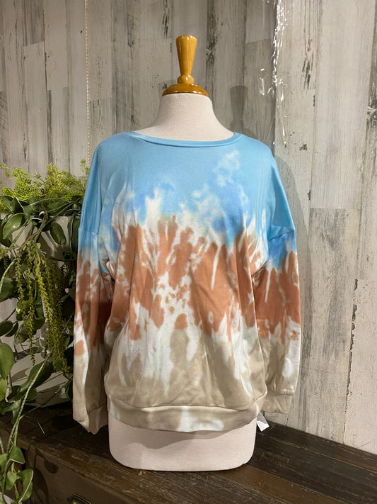 Womens Blue Tie Dye Sweatshirt Medium