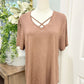 Womens Brown Vneck Tshirt Large NWOT