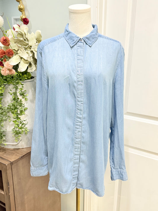 Womens Jane & Delancey Denim Button Down Blouse Medium EUC