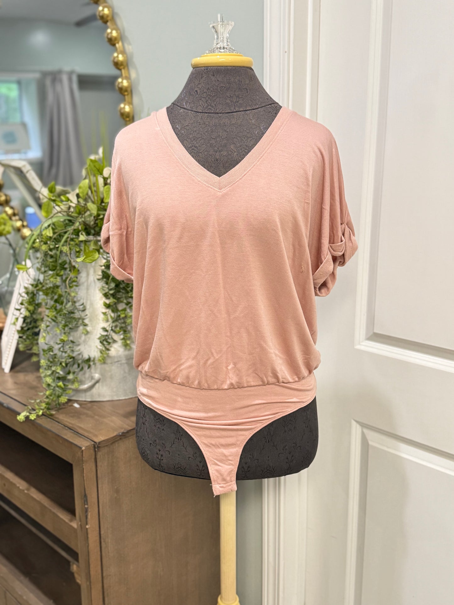 Womens Glam Pink Tshirt Bodysuit Medium
