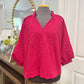 Womens Umgee Puff Sleeve Blouse Small EUC