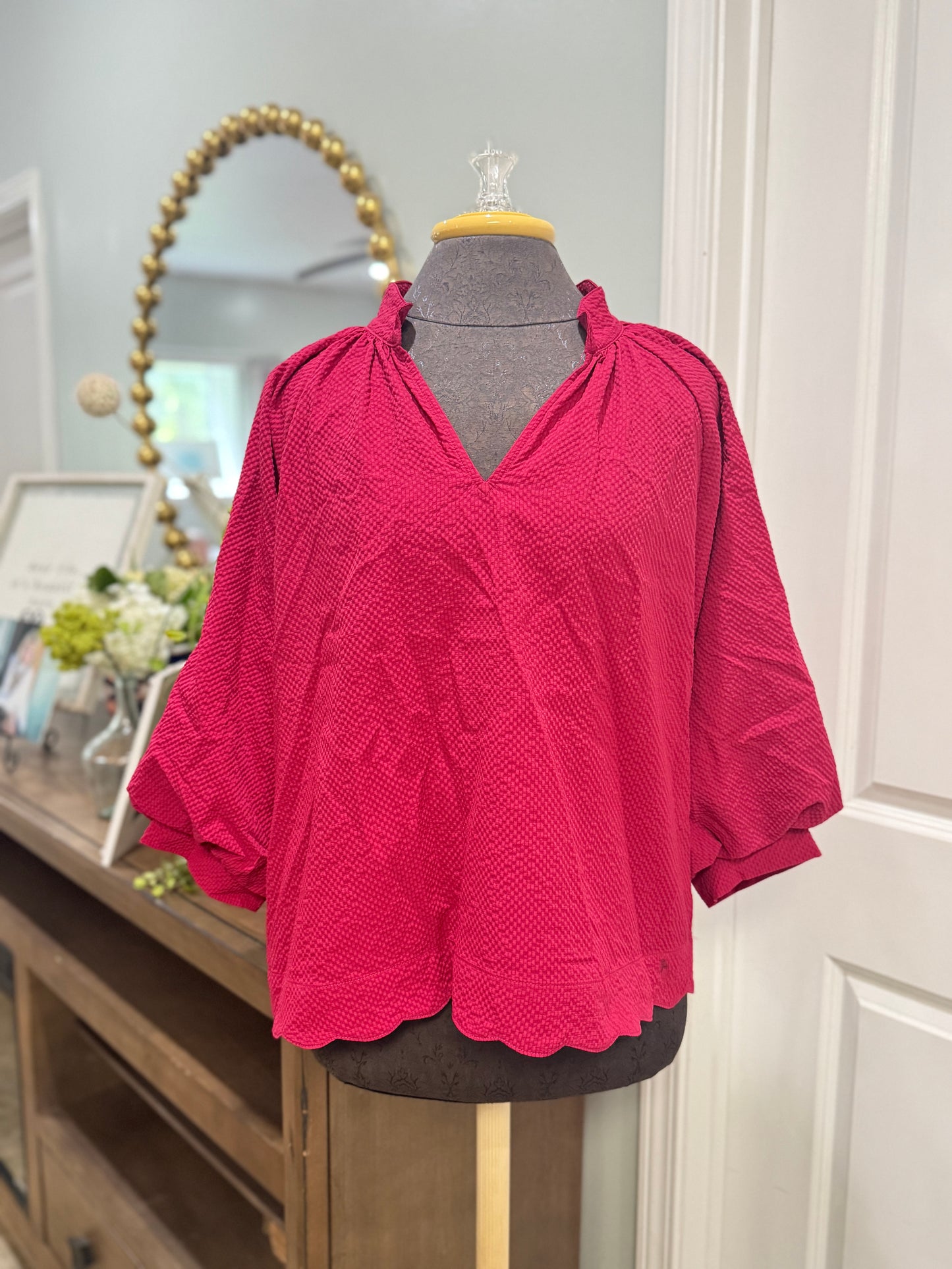 Womens Umgee Puff Sleeve Blouse Small EUC