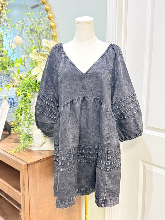 Womens Black Denim Dress Small EUC