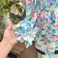 Womens Andree Floral Ruffle Sleeve Blouse Large EUC
