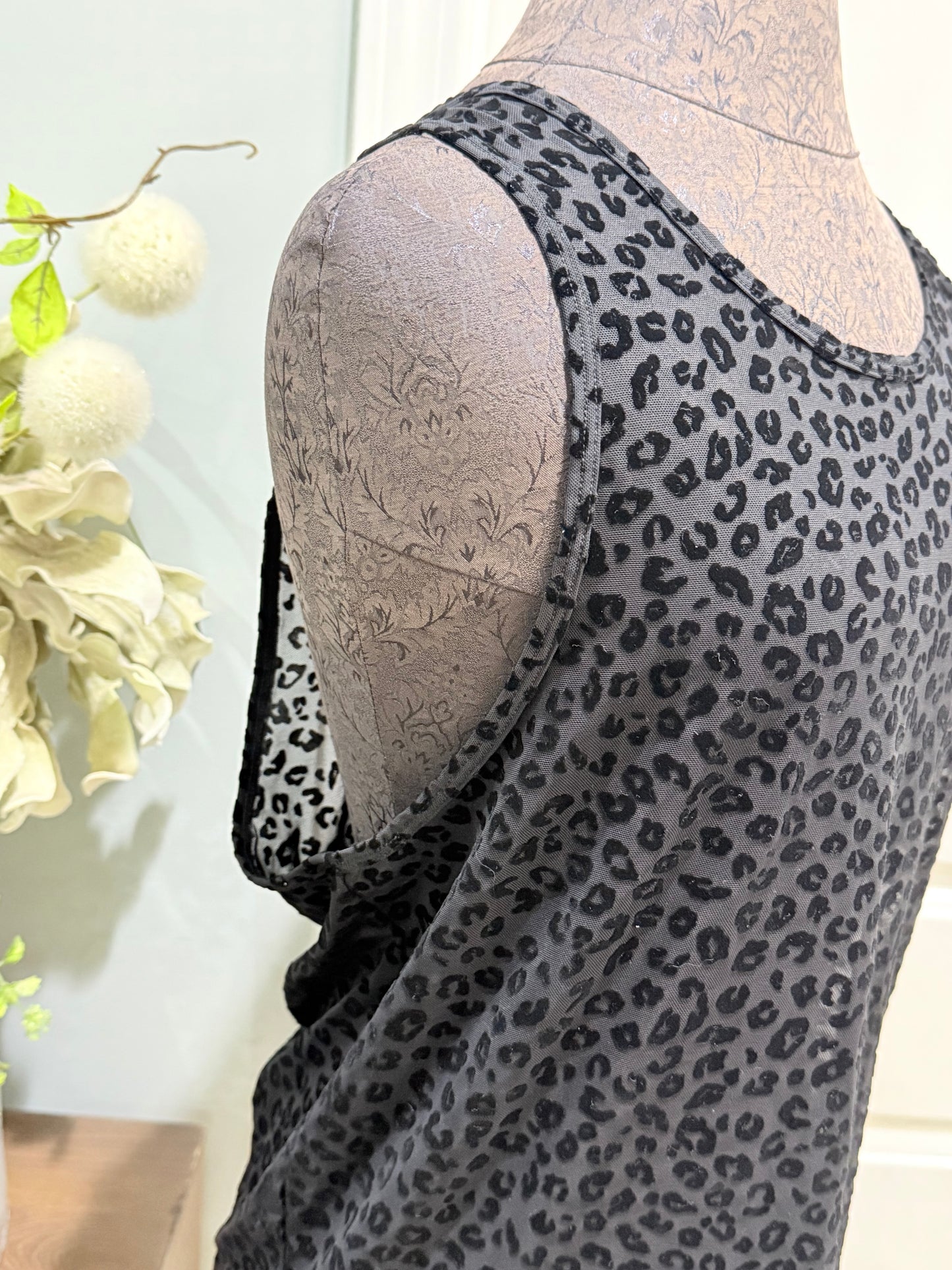 Womens Zyia Black Leopard Tank XL EUC