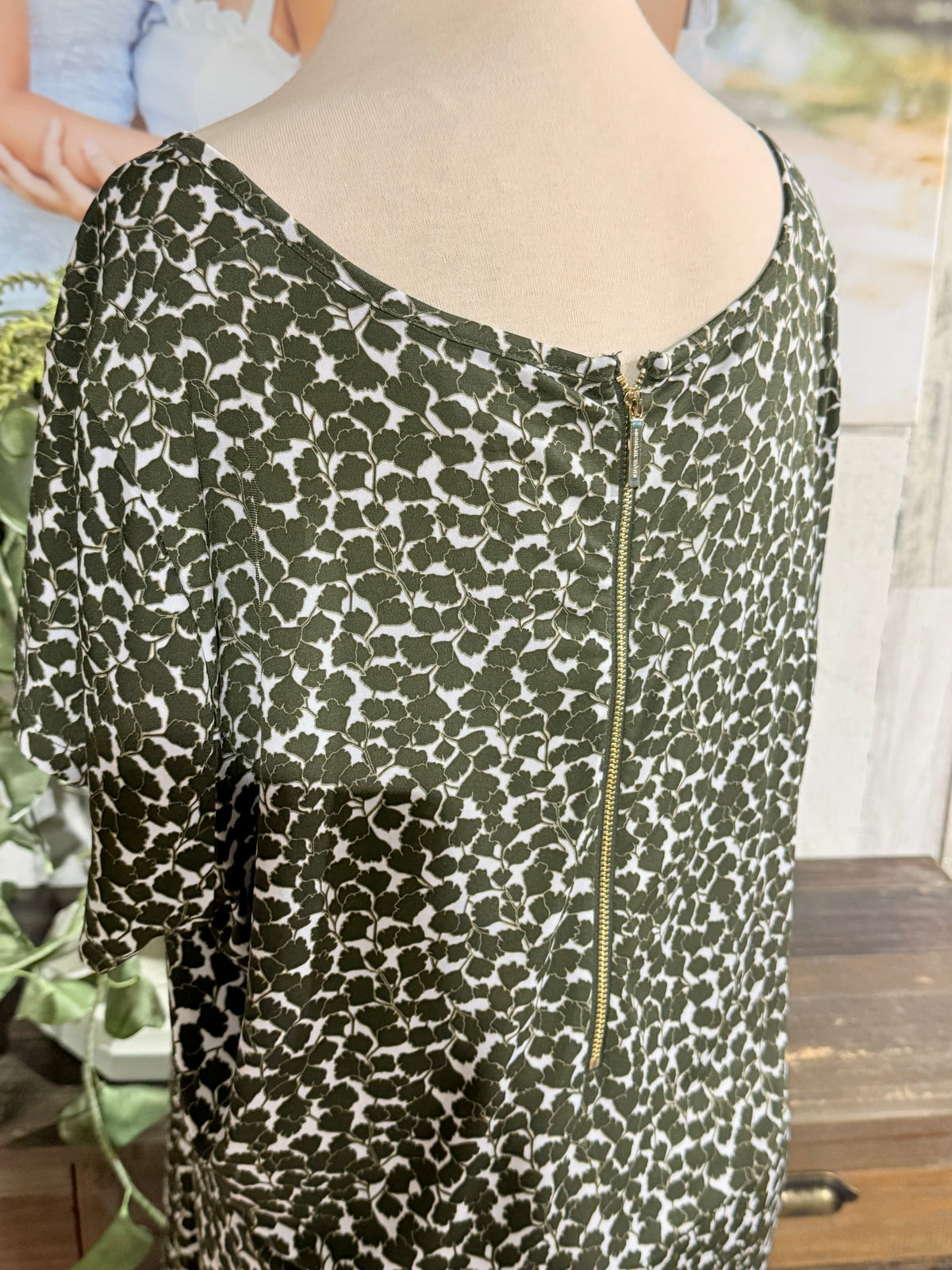 Womens Michael Kors Green Floral Dress 2X EUC